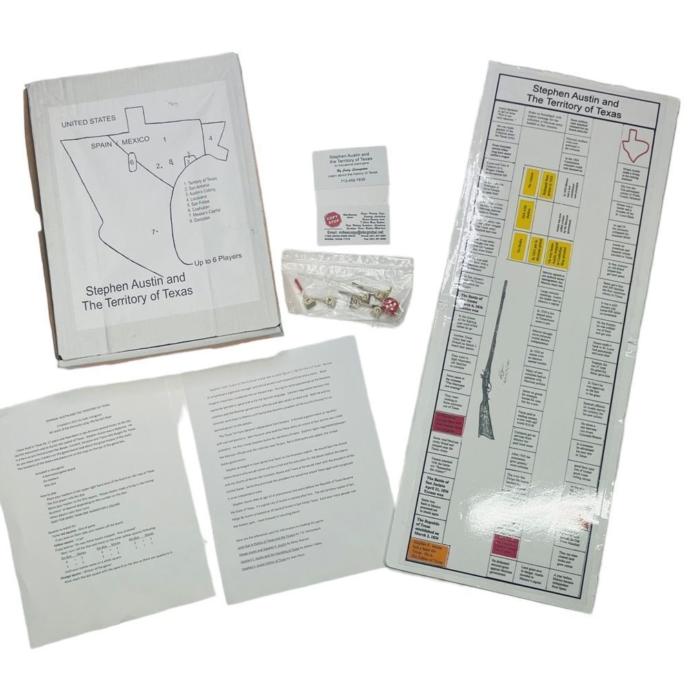 10/$25🦋 Texas Trivia Board Game - Stephen F. Austin & The Territory of Texas